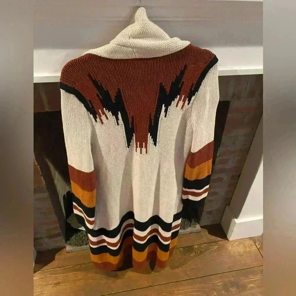 SHYANNE WOMEN'S SOUTHWESTERN STRIPED DUSTER CARDIGAN Medium Boho - Picture 8 of 10